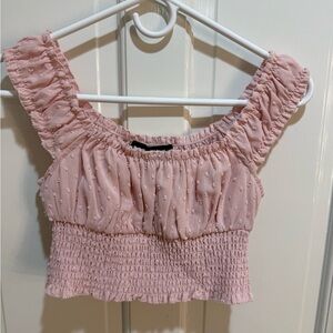 KatieJ NYC Bailee Pink Smocked Top